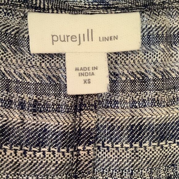 Pure j jill linen Women’s XS 100% linen sleeveless blue striped beach wave dress - Picture 10 of 12